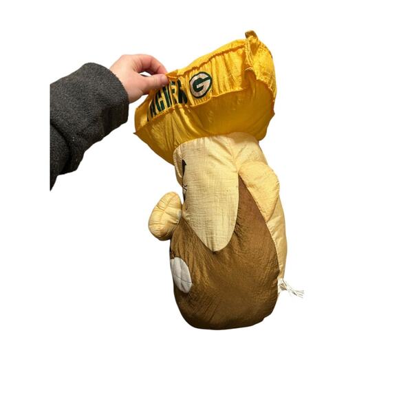 Vintage NFL Green Bay Packers Cheese Head Stuffed Pillow Plush Stuffins 1995 16” - Picture 2 of 8